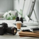 camera on photographer's desk
